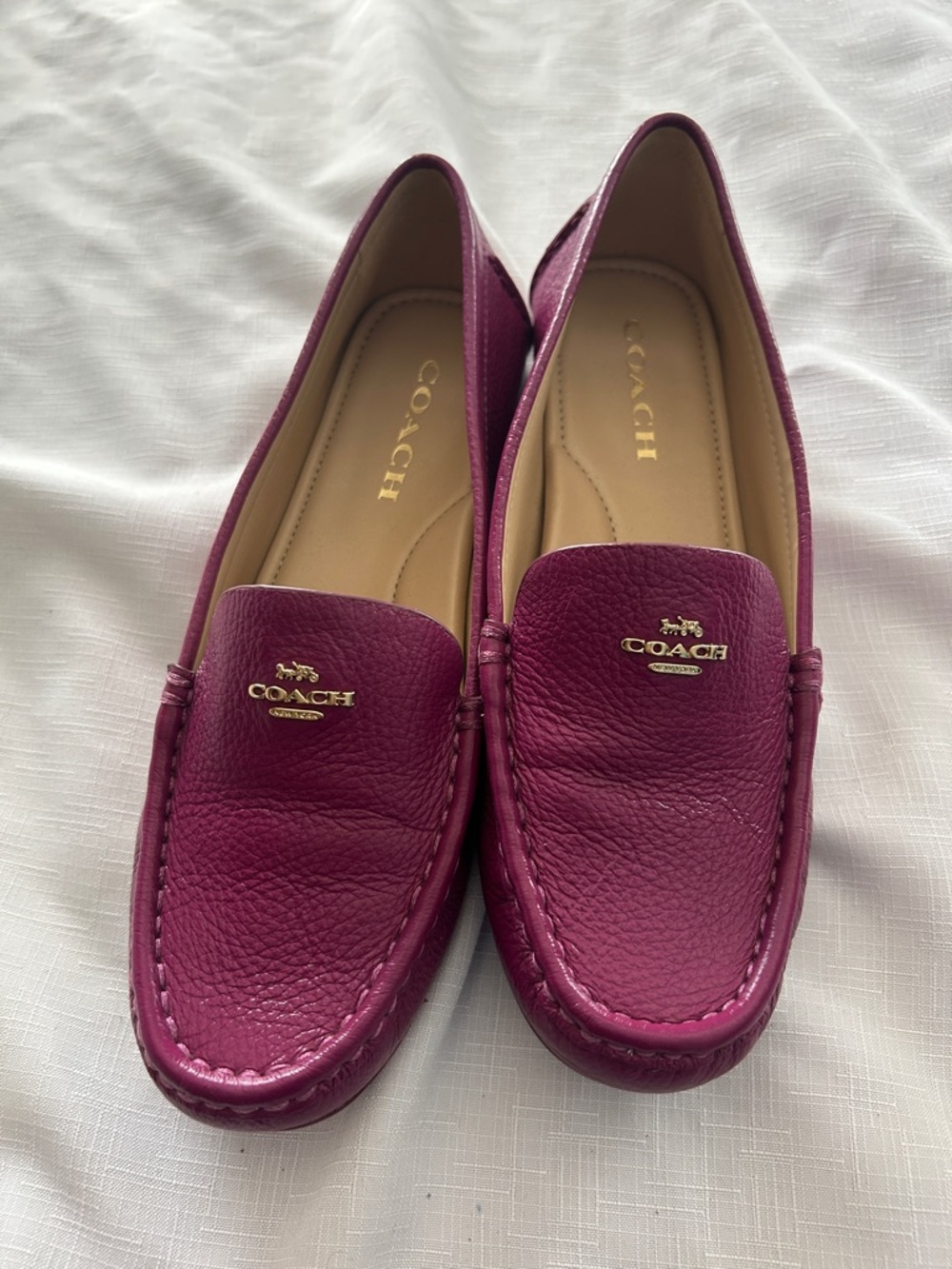 Coach Plum/Purple Leather Driving Loafers with Gold Logo